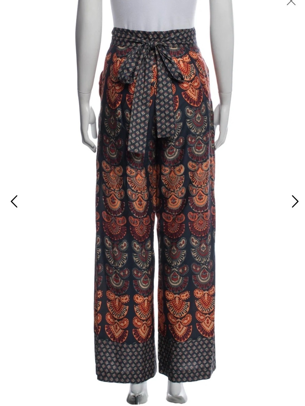 Warm NY Boho Wide-Leg Printed cotton Pants - Blue & Rust - Picture 2 of 7